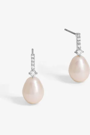 Jon Richard Cubic Zirconia And Pearl Stick Earringsen