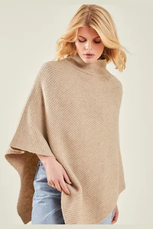 Accessorize Høj hals Rib Strik PonchoEn