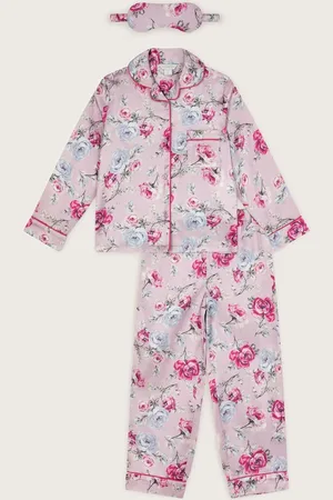 Monsoon Satin Rose Tryk Pyjamassæt7 - 8 år (122 - 128cm)