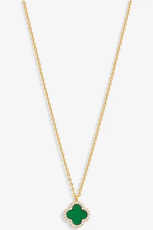 Jon Richard And Malachite Clover Pendant Necklaceen