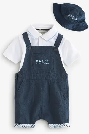 Ted Baker Seersucker Dunagrees, Polo og Hatte og huer Set3 - 6 måneder (62 - 68cm)