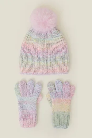 Accessorize Girls Ombre Chenille Knit Hat and Gloves Set3 - 6 år (98 - 116cm)