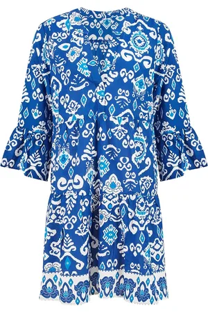 Yumi Ikat Print 3/4 Sleeve Tunic Dress40