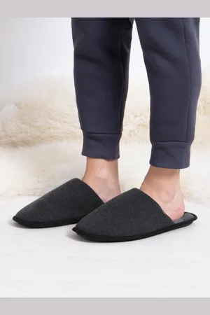 Totes Mens Winter Jersey Mule Slippers