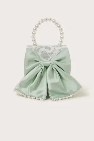Monsoon Pearly Bow Bridesmaid Lace BagEn