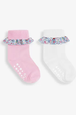 JoJo Maman Bébé 2-Pack Ditsy Ruffle Socks116122cm