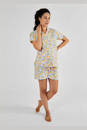 JoJo Maman Bébé Lemon Print Maternity & Nursing Short Pyjamas SetL