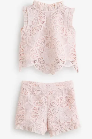 River Island Girls Lace 100% Cotton Shorts Set8086cm
