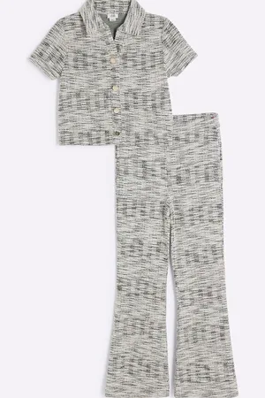 River Island Girls 100% Cotton Polo Top and Kickflare Trousers Set9 - 10 år (134 - 140cm)