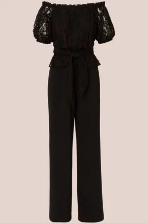 Adrianna Papell Sort Lace And Crepe Buksedragt44