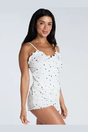 Boux Avenue Cream Rib Star Cami & Shorts Sæt44