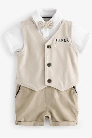 Ted Baker Stone 100% Cotton Smart Bow Tie Rompersuit1.5 - 2 år (86 - 92cm)