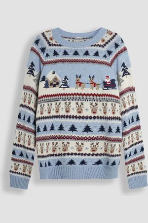 JoJo Maman Bébé Mens Christmas Scene Fair Isle Pattern JumperL
