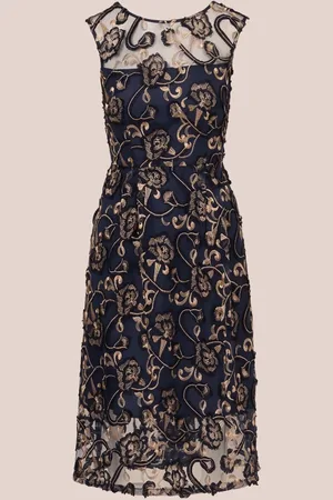 Adrianna Papell Blue Studio Embroidered Midi Dress42