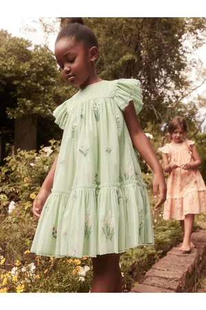 Laura Ashley Broderi Blomster Mesh Kjole10 år (140cm)