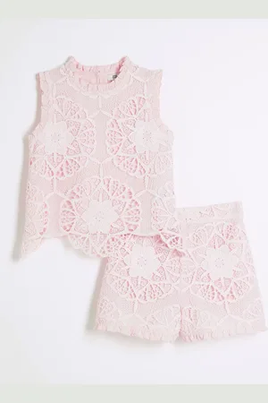 River Island Girls 100% Cotton Lace Top and Shorts Set146152cm