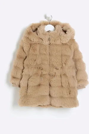 River Island Girls Toffee Bobble Faux Fur Coat98104cm