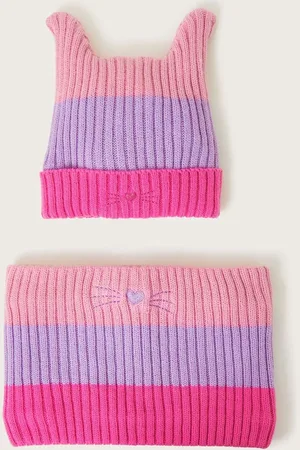 Monsoon Stripe Cat Winter Beanie Hat and Snood Set6 - 13 år (116 - 158cm)