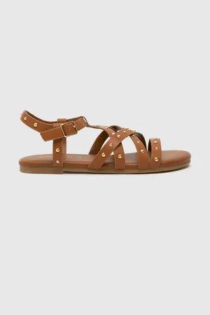 Schuh Tabby Studded Brown Sandals