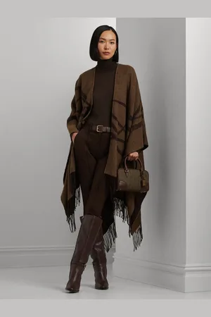 Ralph Lauren Oversized Print Brown PonchoEn