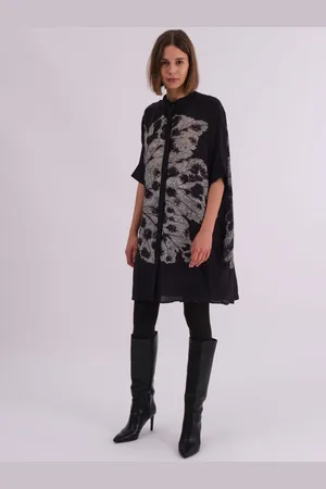 Religion Oversized Twist Tunic Dress with Large Leopard Leaf Print42