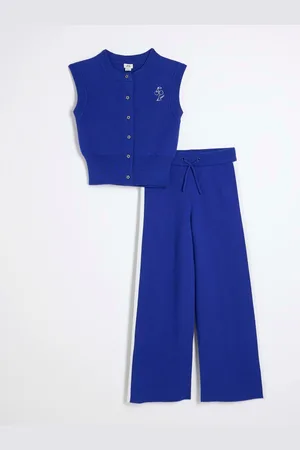 River Island Girls Blue Sporty Waistcoat Set110116cm