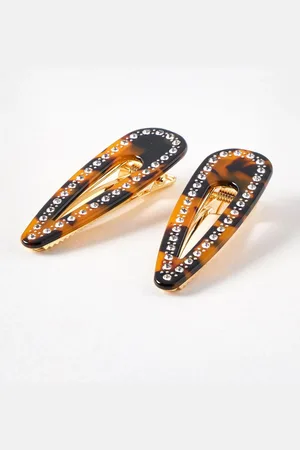 Oliver Bonas Ricky Faux Tortoiseshell Resin Hair Clips Set of 2En