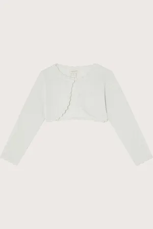 Monsoon Maeve Sparkle Scallop 100% Cotton Cardigan122128cm