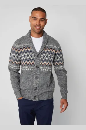 Threadbare Fairisle-mønster Shawl Krave Knitted Cardigansmall