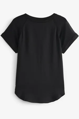 Next Kortærmet raglan t-shirt i vævet mix42 Petite