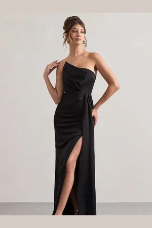 Club L Hollywood Satin Stropløs Draperet Maxikjole38