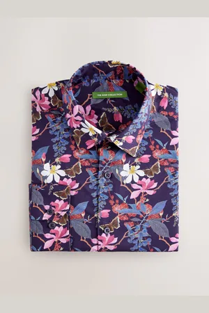 Next Regular Fit Kew Collection 100% Cotton Floral Long Sleeve Single Cuff ShirtXS