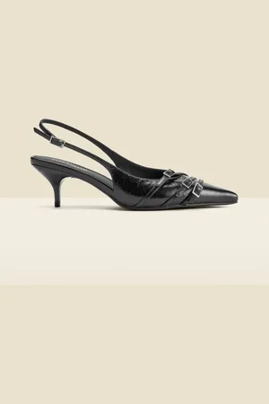 Sosandar Læderspænde Detail Kitten-hæl Slingbacks