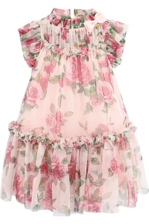 Angels Face Pink Marigold Roses Tulle Dress8 - 9 år (128 - 134cm)