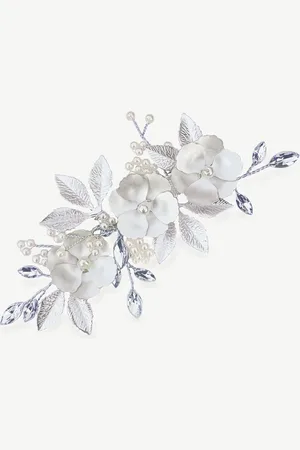 Ivory & Co Gardenia Crystal And Pearl Enamelled Floral ClipEn