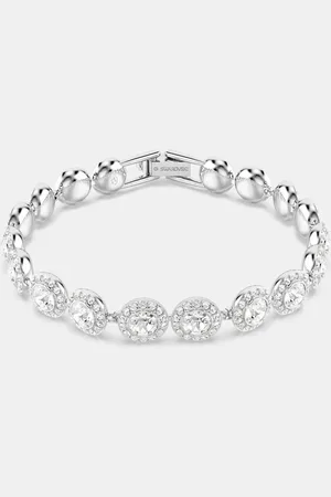 Swarovski Una Bracelet, Round Cut, White, Rhodium PlatedM