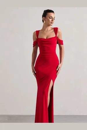 Club L Amoura Square Neck Draperet Wrap Maxikjole42