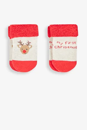 JoJo Maman Bébé My First Christmas 2-Pack Baby SocksNyfødt