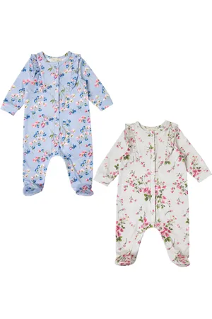 Love & Roses Baby 2 Pakke Trykt Flæsekant Sparkedragt12 - 18 måneder (80 - 86cm)
