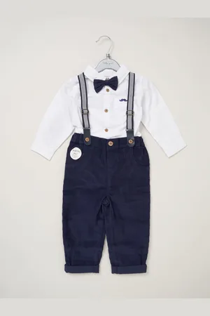 Little Gent Bow Tie Mock 100% Cotton Shirt and Trousers with Braces Outfit Set1 Year (80cm)