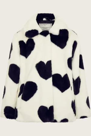 Monsoon Hjerte Tryk Faux Fur Coat11 - 12 år (146 - 152cm)