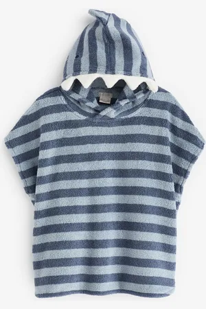 Mamas & Papas Blue 100% Cotton 3D Shark Hood Poncho2 - 3 år (92 - 98cm)