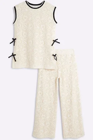 River Island Girls Crochet Wide Leg Set134140cm