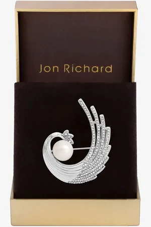 Jon Richard Crystal And Swirl Pearl Brooch Gift Boxesen