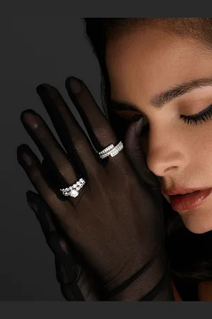 Jon Richard Tone Cubic Zirconia Double Band ForlovelsesringM