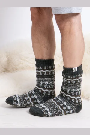 Totes Mens Fairisle Winter Pattern Slipper SocksEN