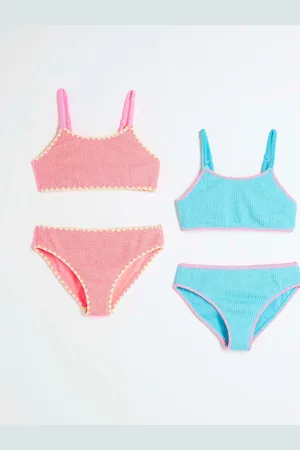 River Island Girls Crinkle Textured Bikinis 2 Pack134140cm
