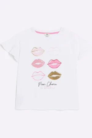 River Island Lips Piger 100% bomuld T-shirt7 - 8 år (122 - 128cm)