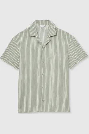 Reiss Max Textured Stripe Cuban Collar Shirtsmall