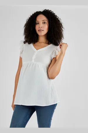 JoJo Maman Bébé Broderie Flutter Sleeve Maternity BlouseL
